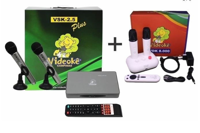 Aparelho Videokê Vsk2.5 Plus C/11.99 Canções + VDK8000 BRINDE COM 2932 CANÇÕES